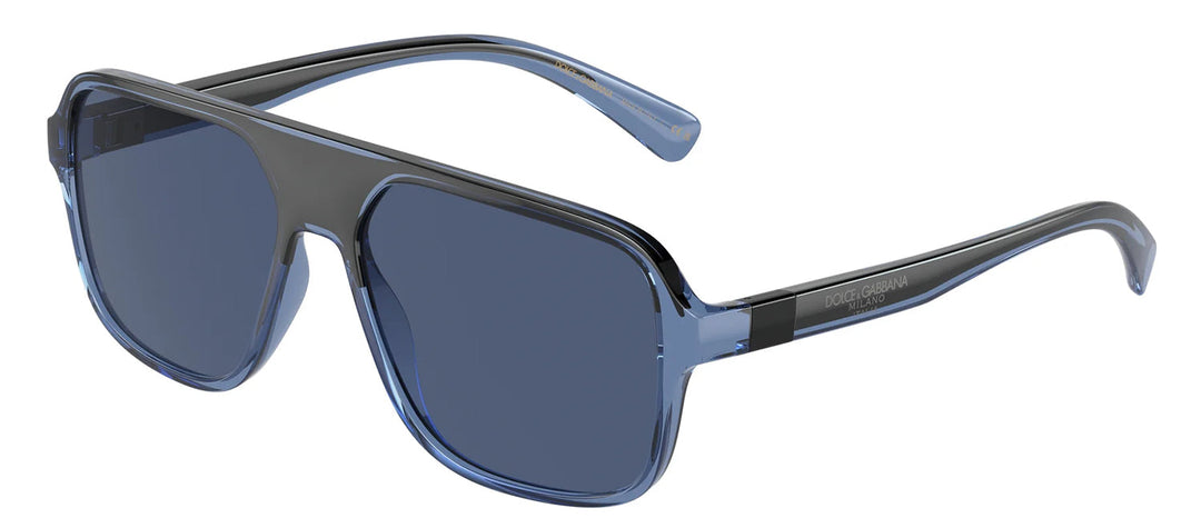 DOLCE & GABBANA DG 6134 325880 Square Transparent Blue/Black Nylon Sunglasses with Dark Blue Lens