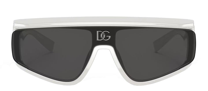 Dolce & Gabbana DG 6177 331287 Rectangle Plastic White Sunglasses with Grey Lens