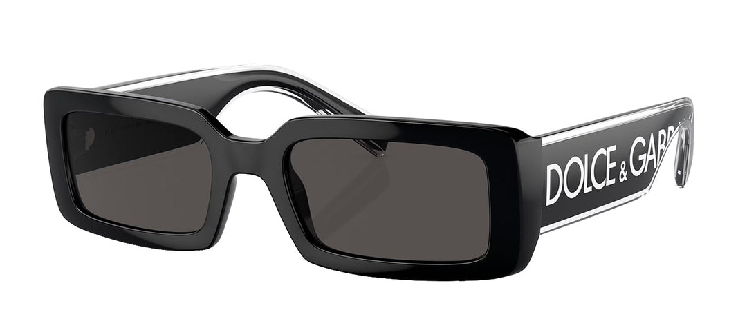 Dolce & Gabbana DG 6187 501/87 Rectangle Plastic Black Sunglasses with Grey Lens