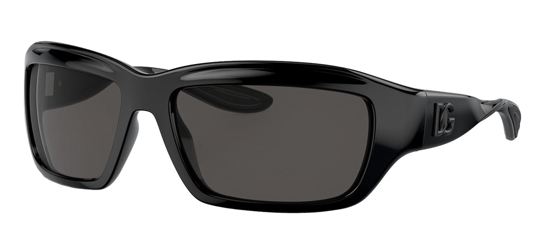 Dolce & Gabbana DG 6191 501/87 Rectangular Plastic Black Sunglasses with Dark Grey Solid Color Lens