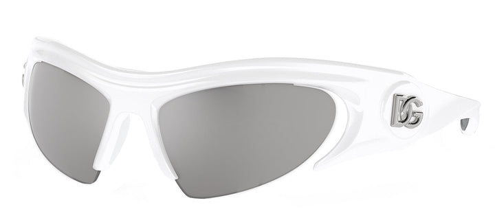 DOLCE & GABBANA DG 6192 33126G Cat Eye White Plastic Sunglasses with Light Grey Mirror Silver Lens