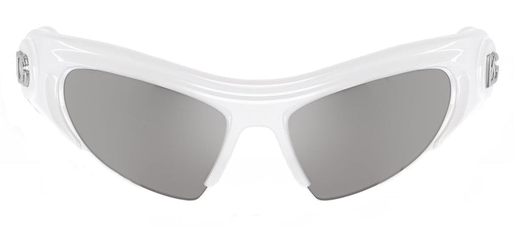 DOLCE & GABBANA DG 6192 33126G Cat Eye White Plastic Sunglasses with Light Grey Mirror Silver Lens