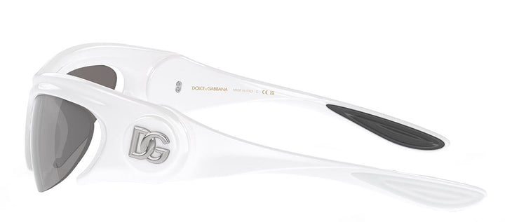 DOLCE & GABBANA DG 6192 33126G Cat Eye White Plastic Sunglasses with Light Grey Mirror Silver Lens