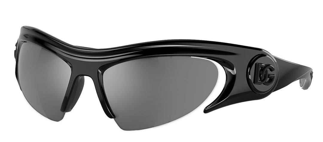 DOLCE & GABBANA DG 6192 501/6G Cat Eye Black Plastic Sunglasses with Grey Mirror Black Lens