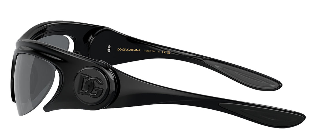 DOLCE & GABBANA DG 6192 501/6G Cat Eye Black Plastic Sunglasses with Grey Mirror Black Lens