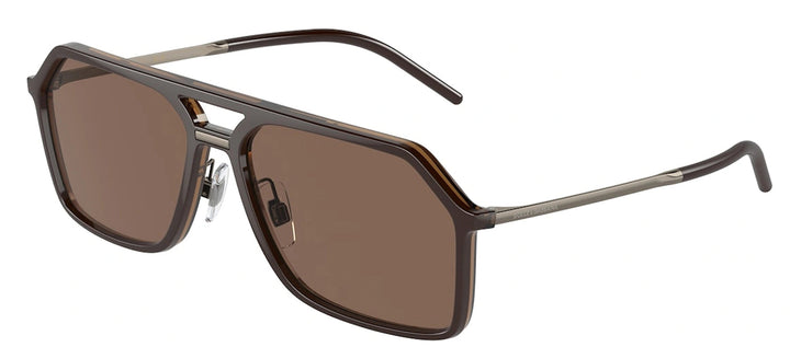 DOLCE & GABBANA DG 6196 315973 Pilot Brown Plastic Sunglasses with Dark Brown Lens
