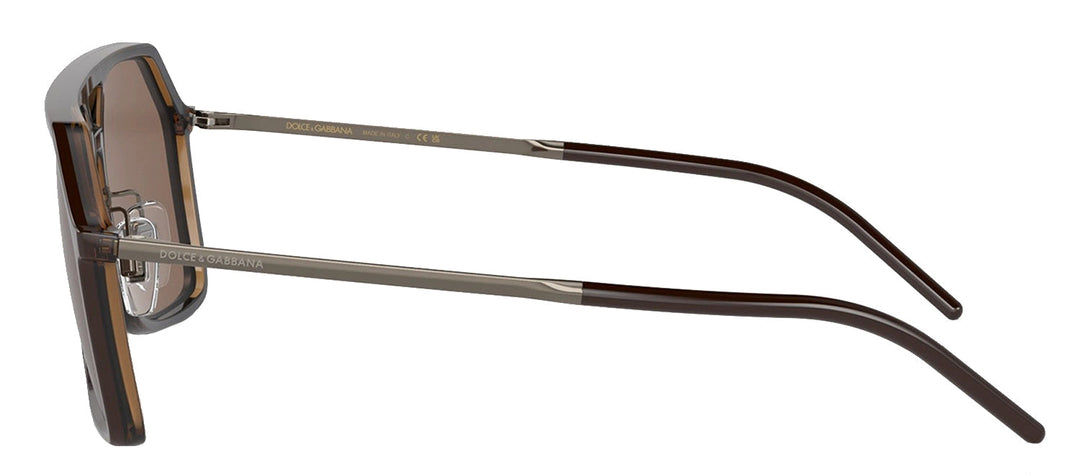 DOLCE & GABBANA DG 6196 315973 Pilot Brown Plastic Sunglasses with Dark Brown Lens
