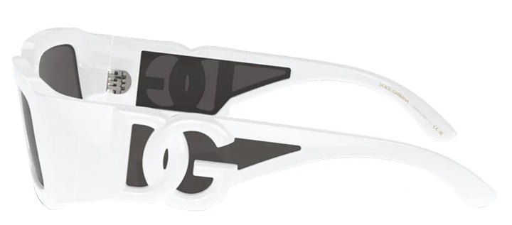 DOLCE & GABBANA DG 6197 331287 Rectangle White Nylon Sunglasses with Dark Grey Lens