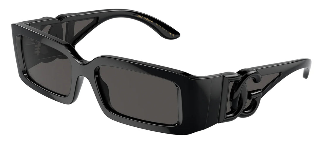 DOLCE & GABBANA DG 6197 501/87 Rectangle Black Nylon Sunglasses with Dark Grey Lens