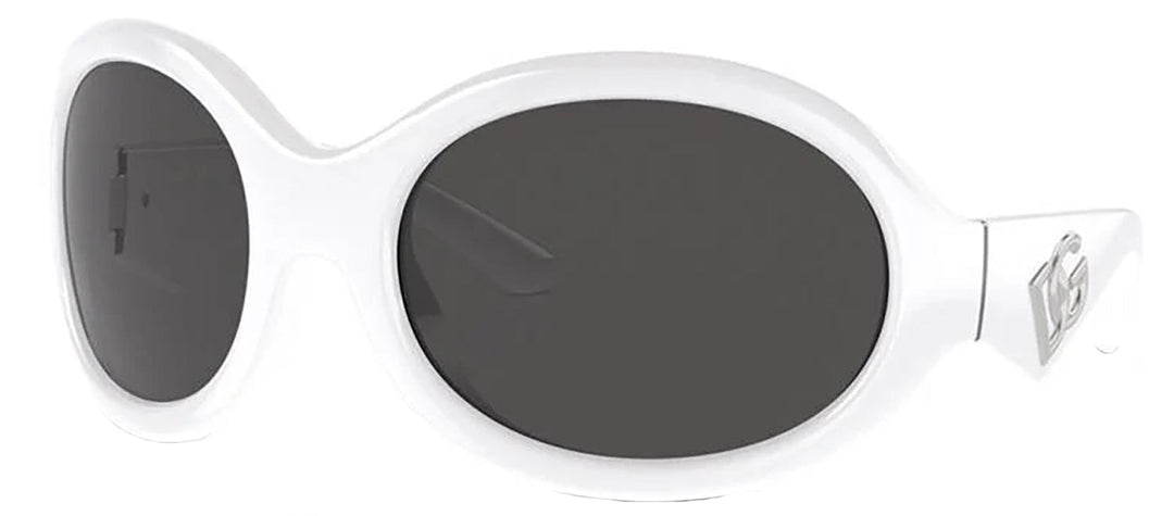 DOLCE & GABBANA DG 6201 331287 Oval White Plastic Sunglasses with Dark Grey Lens