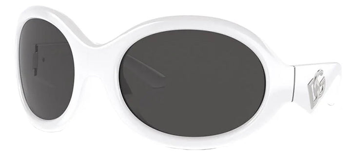 DOLCE & GABBANA DG 6201 331287 Oval White Plastic Sunglasses with Dark Grey Lens