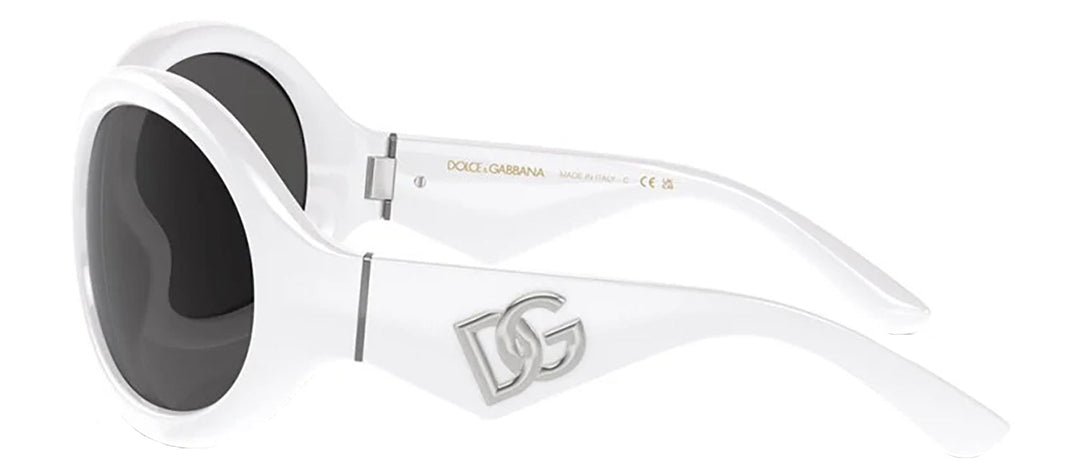 DOLCE & GABBANA DG 6201 331287 Oval White Plastic Sunglasses with Dark Grey Lens