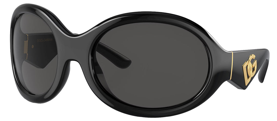 DOLCE & GABBANA DG 6201 501/87 Oval Black Plastic Sunglasses with Dark Grey Lens