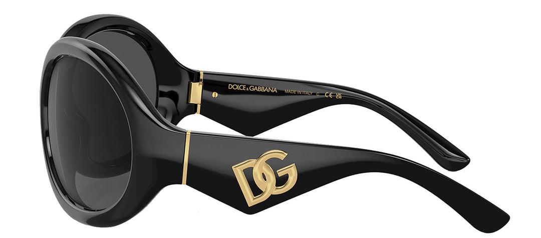 DOLCE & GABBANA DG 6201 501/87 Oval Black Plastic Sunglasses with Dark Grey Lens