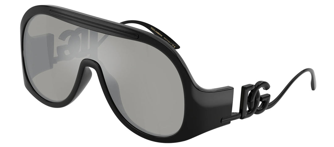 DOLCE & GABBANA DG 6202 501/6G Pilot Black Plastic Sunglasses with Light Grey Mirror Silver Lens