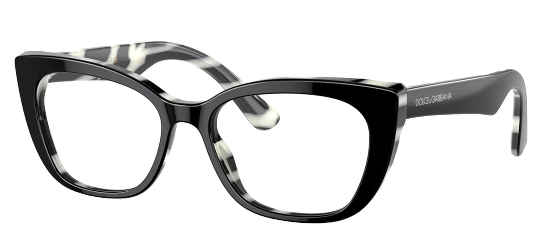Dolce & Gabbana KIDS DX 3357 3372 Cat-Eye Plastic Black Eyeglasses with Logo Stamped Demo Lenses