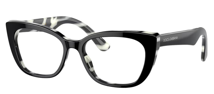 Dolce & Gabbana KIDS DX 3357 3372 Cat-Eye Plastic Black Eyeglasses with Logo Stamped Demo Lenses