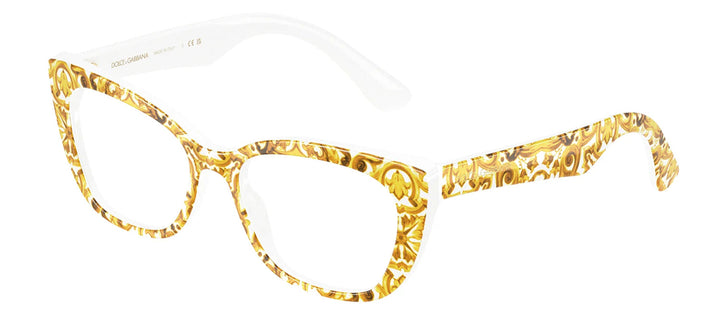 Dolce & Gabbana KIDS DX 3357 3434 Cat-Eye Plastic Yellow Eyeglasses with Logo Stamped Demo Lenses