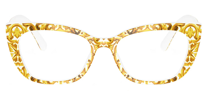 Dolce & Gabbana KIDS DX 3357 3434 Cat-Eye Plastic Yellow Eyeglasses with Logo Stamped Demo Lenses