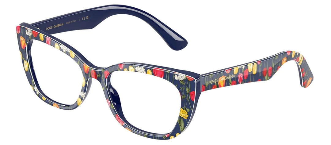 Dolce & Gabbana KIDS DX 3357 3435 Cat-Eye Plastic Multicolor Eyeglasses with Logo Stamped Demo Lenses