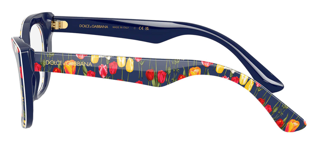 Dolce & Gabbana KIDS DX 3357 3435 Cat-Eye Plastic Multicolor Eyeglasses with Logo Stamped Demo Lenses