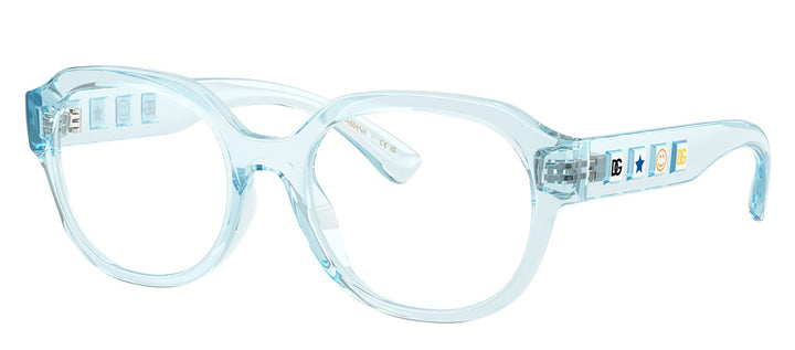 Dolce & Gabbana KIDS DX 5004U 3346 Round Plastic Blue Eyeglasses with Logo Stamped Demo Lenses