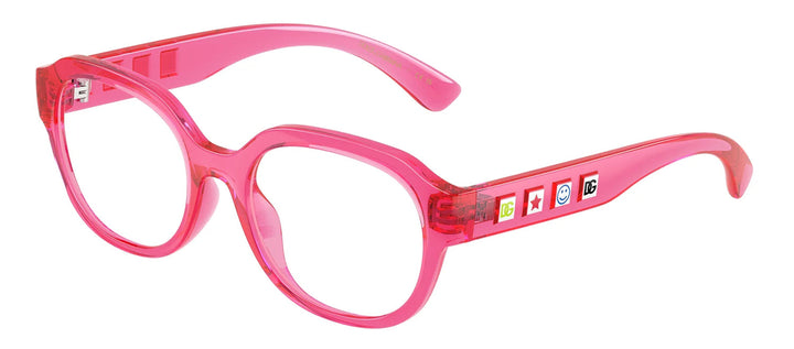 Dolce & Gabbana KIDS DX 5004U 3450 Round Plastic Pink Eyeglasses with Logo Stamped Demo Lenses