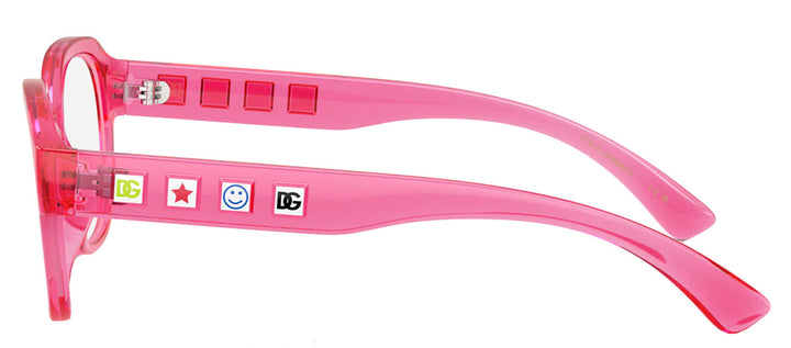 Dolce & Gabbana KIDS DX 5004U 3450 Round Plastic Pink Eyeglasses with Logo Stamped Demo Lenses