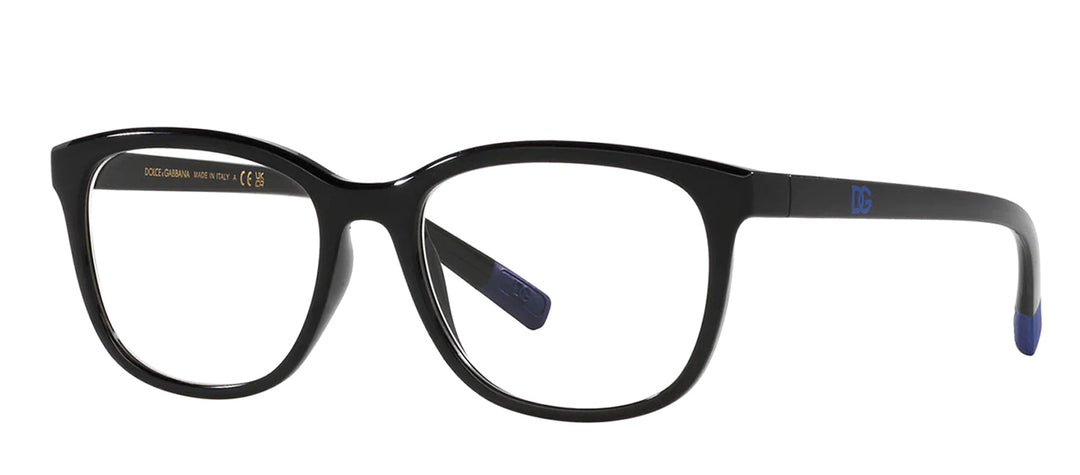 Dolce & Gabbana KIDS DX 5094 501 Rectangle Plastic Black Eyeglasses with Logo Stamped Demo Lenses