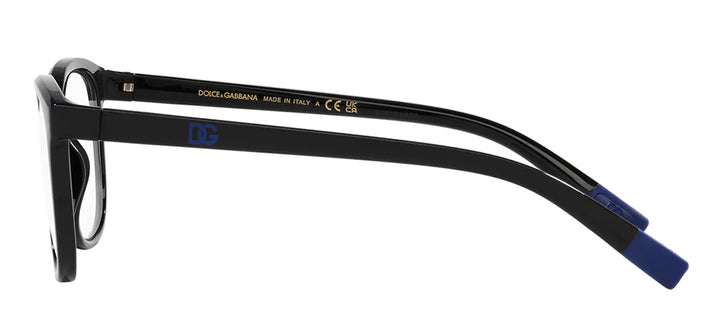 Dolce & Gabbana KIDS DX 5094 501 Rectangle Plastic Black Eyeglasses with Logo Stamped Demo Lenses
