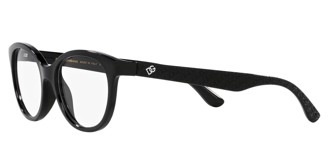 Dolce & Gabbana KIDS DX 5096 501 Butterfly Plastic Black Eyeglasses with Logo Stamped Demo Lenses