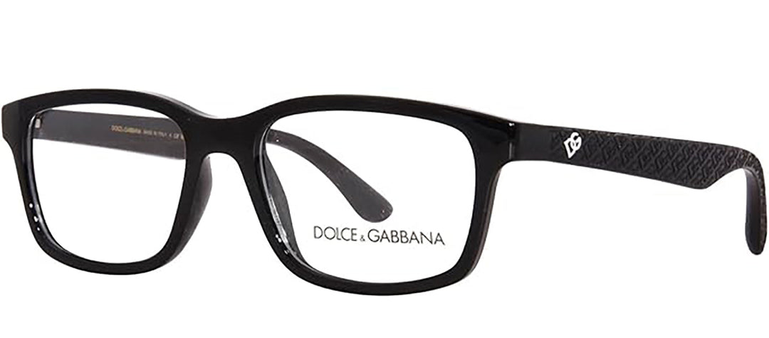 Dolce & Gabbana KIDS DX 5097 501 Rectangle Plastic Black Eyeglasses with Logo Stamped Demo Lenses