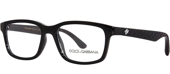 Dolce & Gabbana KIDS DX 5097 501 Rectangle Plastic Black Eyeglasses with Logo Stamped Demo Lenses