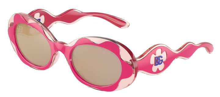 Dolce & Gabbana KIDS DX 6005 30981T Oval Plastic Pink Sunglasses with Rose Mirror Lens