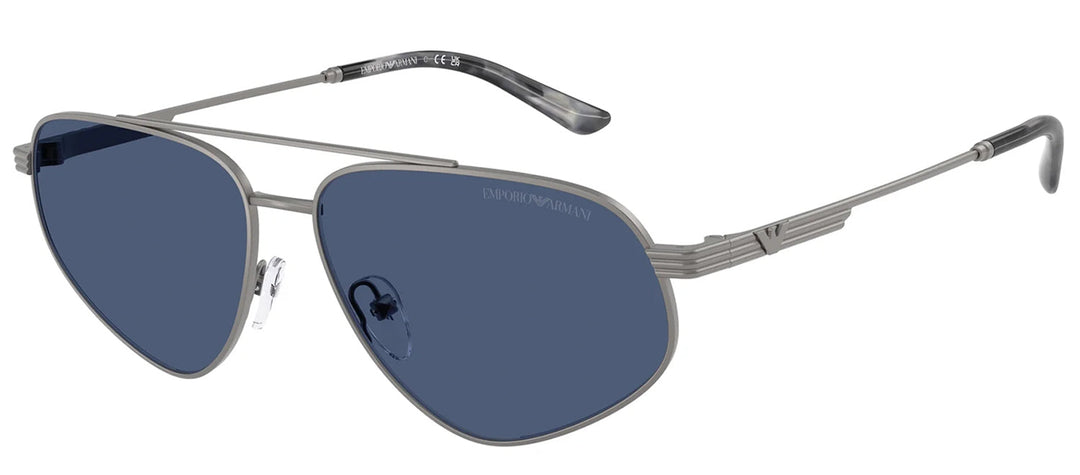 Emporio Armani EA 2156 300380 Pilot Metal Gunmetal Sunglasses with Blue Lens