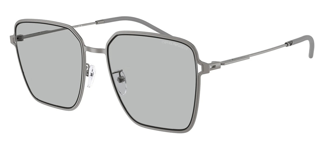 Emporio Armani EA 2159D 300387 Square Metal Gunmetal Sunglasses with Grey Lens