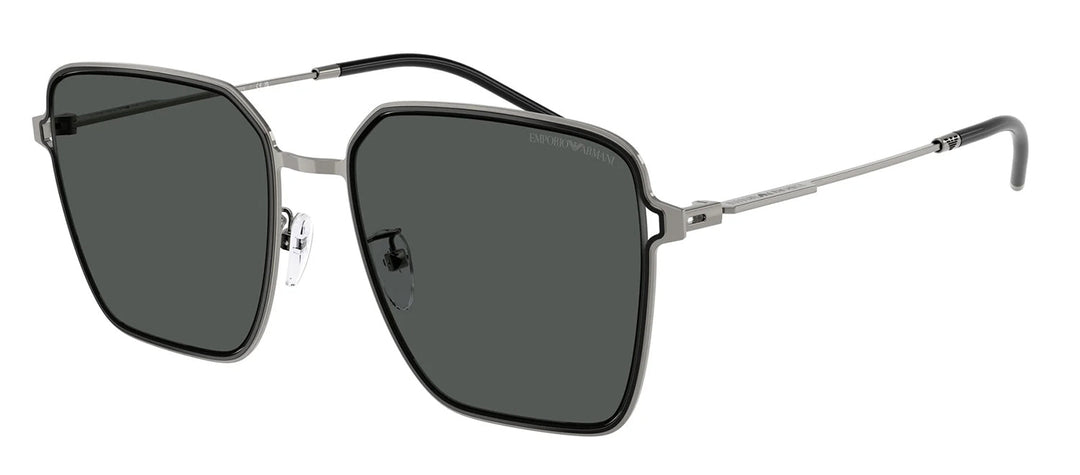 Emporio Armani EA 2159D 301487 Square Metal Gunmetal Sunglasses with Grey Lens