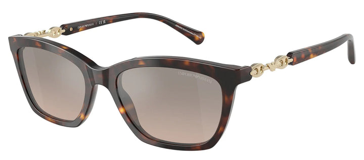 Emporio Armani EA 4238 50266I Cat-Eye Plastic Havana Sunglasses with Brown Mirror Lens