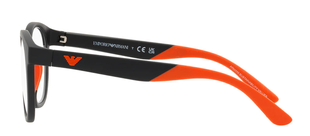 Emporio Armani KIDS EK 4001 50011W Phantos Plastic Black Sunglasses with Orange Clip On Lens