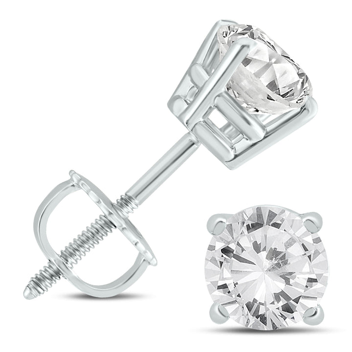 14K White Gold 1 1/2 Carat Tw Ags Certified Diamond Solitaire Earrings