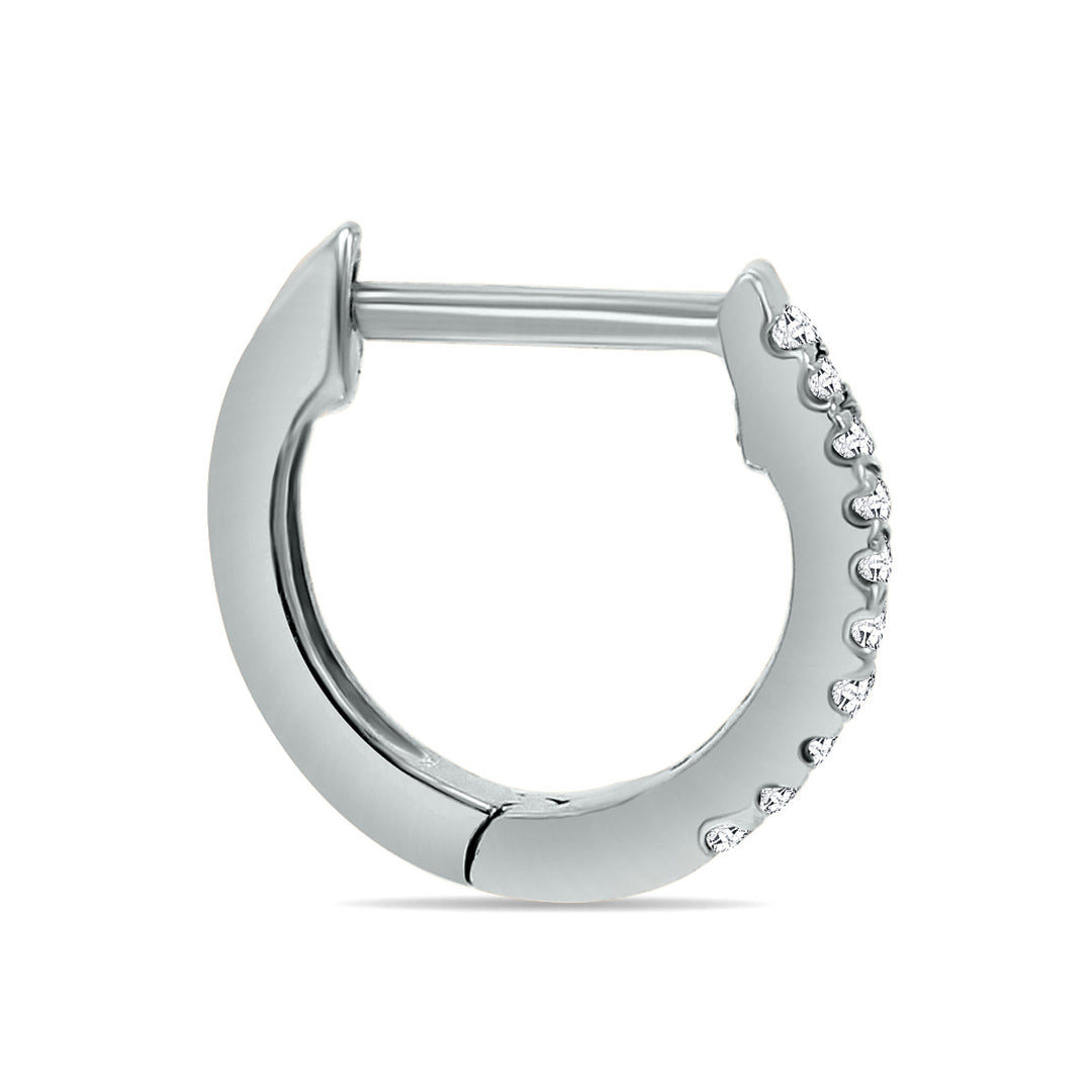 1/10 Carat Tw Small Diamond Huggie Hoop Earrings In 10K White Gold