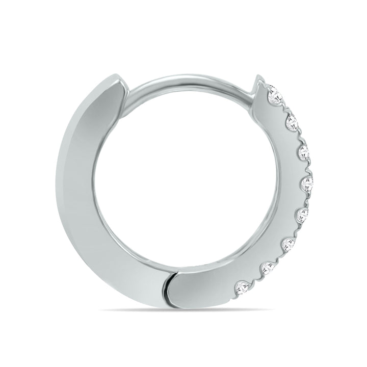 1/5 Carat Tw Small Diamond Huggie Hoop Earrings In 10K White Gold