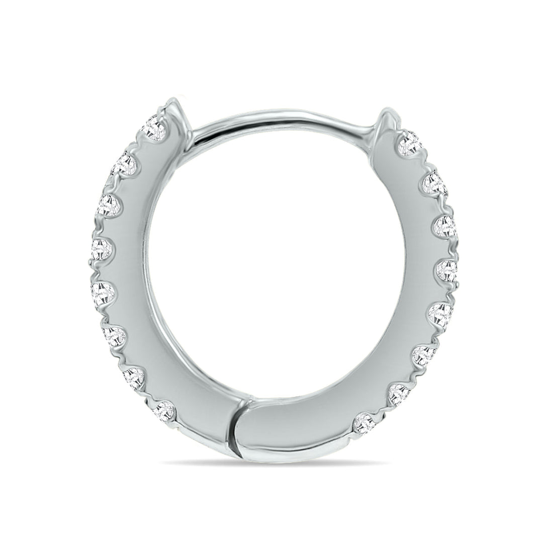 1/4 Carat Tw Double Sided Small Diamond Hoop Huggie Earrings In 10K White Gold