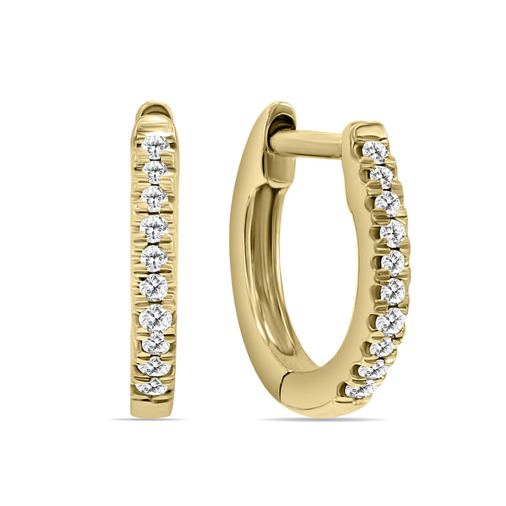 1/10 Carat Tw Small Diamond Huggie Hoop Earrings In 10K Yellow Gold