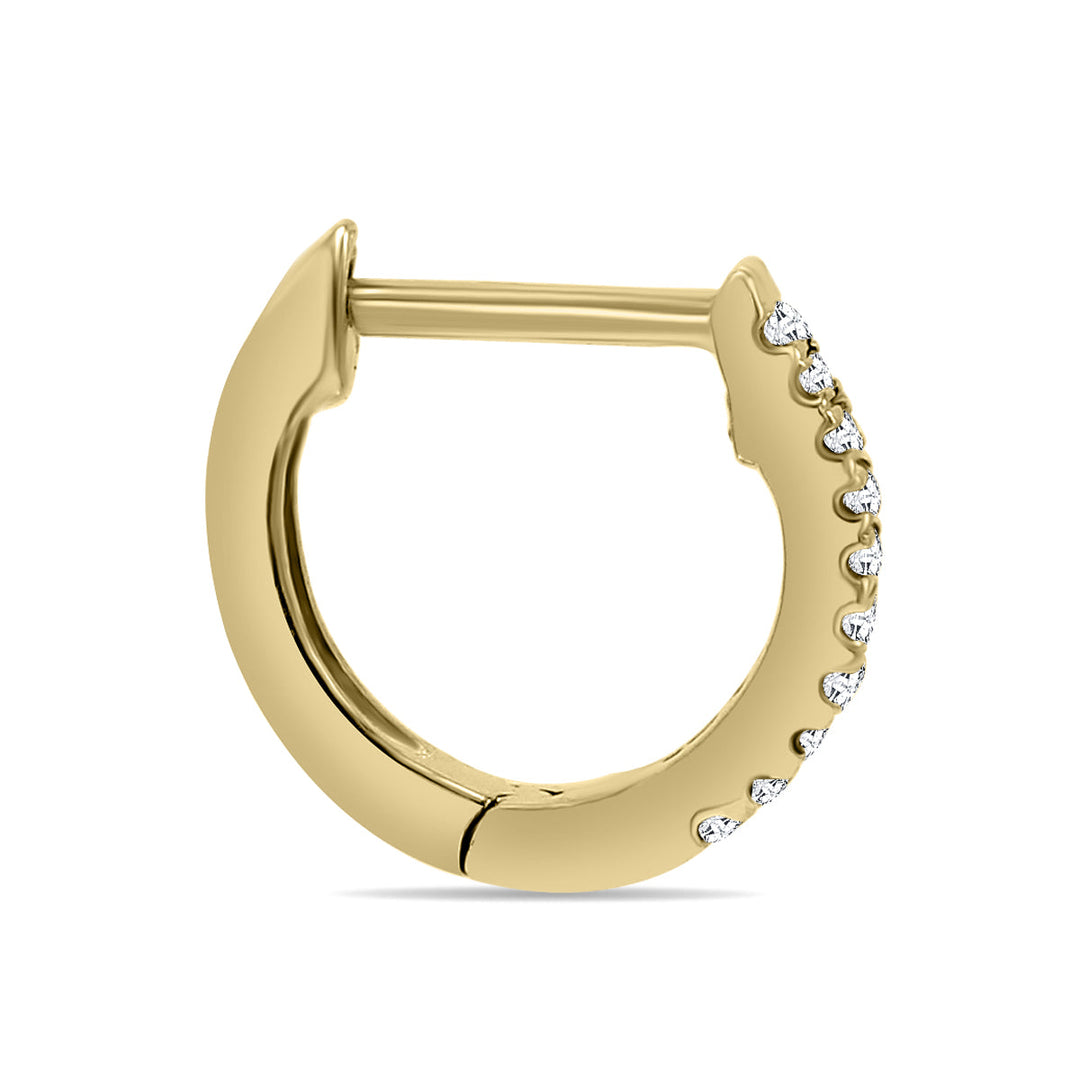 1/10 Carat Tw Small Diamond Huggie Hoop Earrings In 10K Yellow Gold