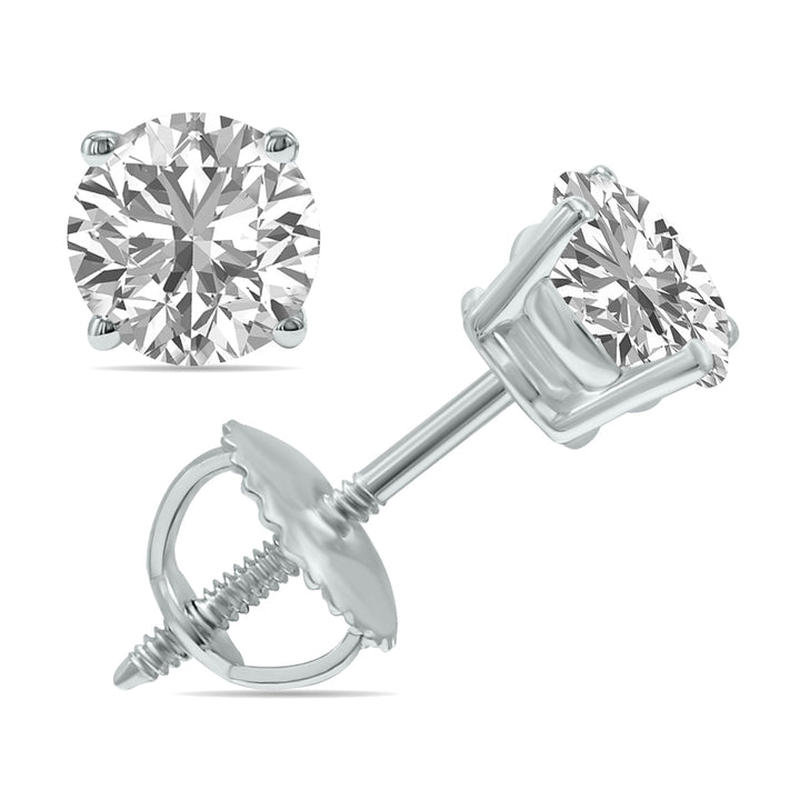 Lab Grown 1.50 Carat Total Weight Diamond Solitaire Earrings In 14K White Gold