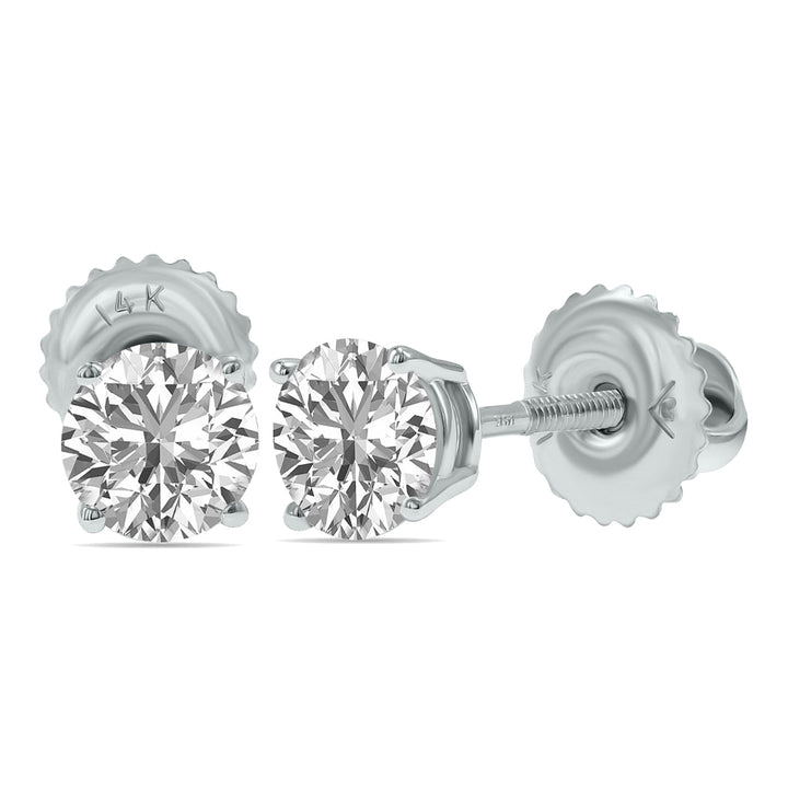 Lab Grown 1.50 Carat Total Weight Diamond Solitaire Earrings In 14K White Gold