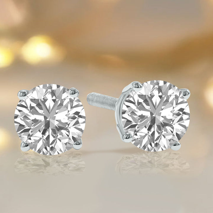 Lab Grown 1.50 Carat Total Weight Diamond Solitaire Earrings In 14K White Gold