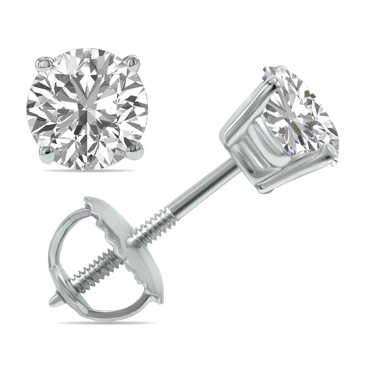 Lab Grown 1.25 Carat Total Weight Diamond Solitaire Earrings In 14K White Gold