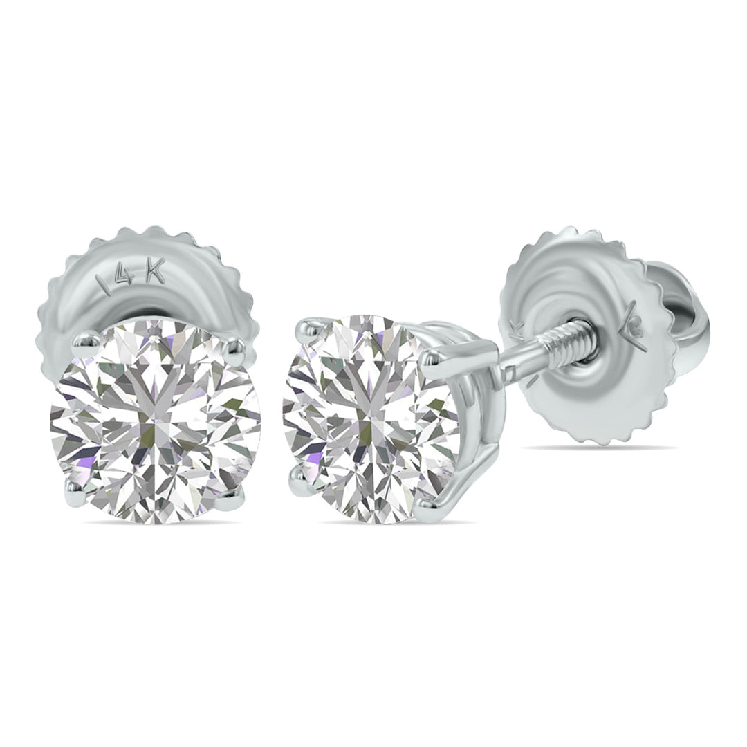 Lab Grown 1.25 Carat Total Weight Diamond Solitaire Earrings In 14K White Gold